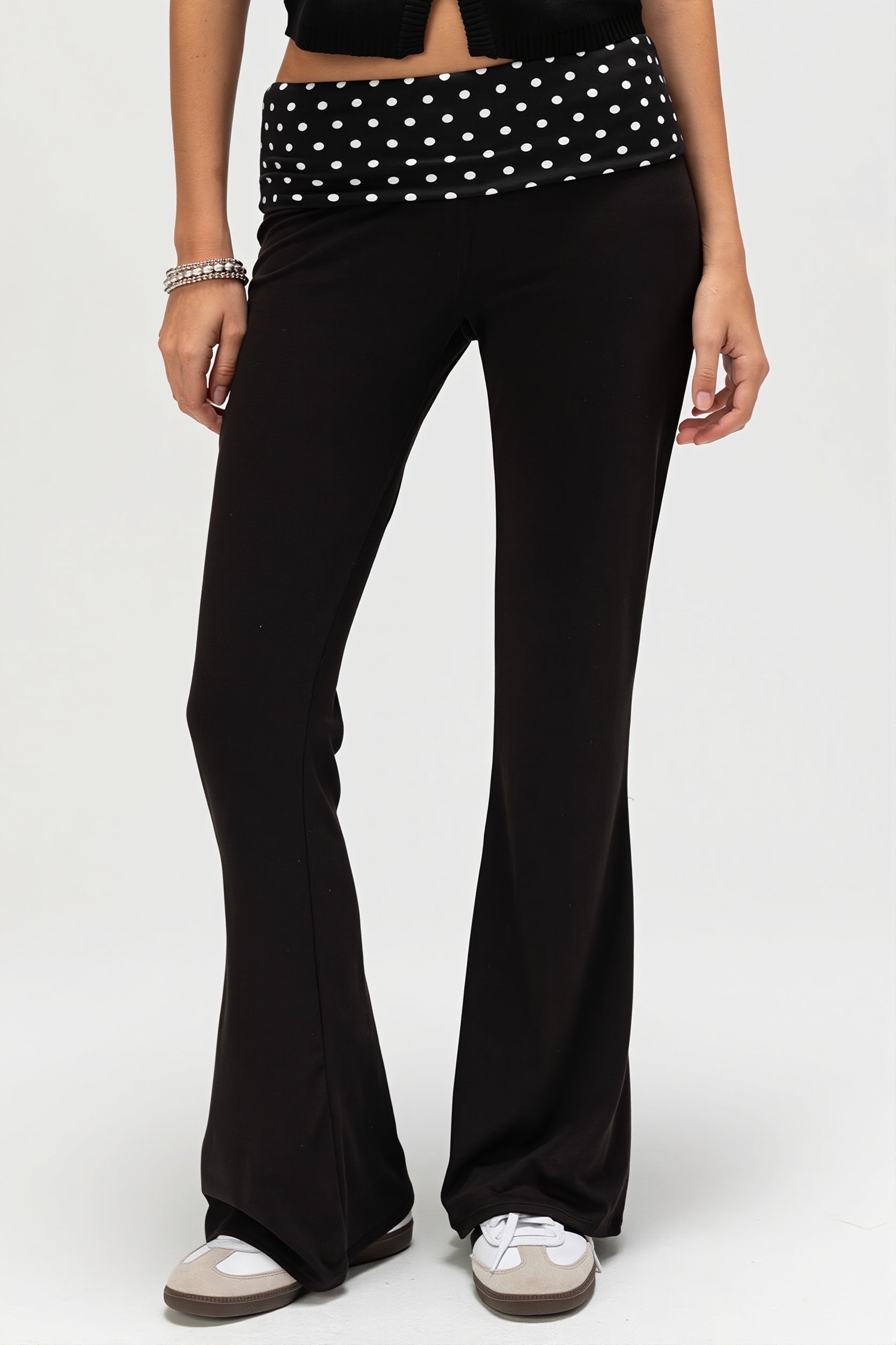 Sexy Dot Print Fold Down Low Waist Pants image 2