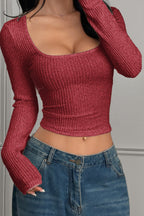 Bodycon Slim Fit Long Sleeve Knit Top image 6