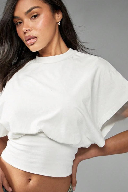 Solid Loose Crew Neck Short Sleeve T-shirt image 5