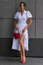 Cotton Print Tie Puff Sleeve Midi Dress image 2