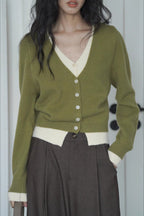 Green Two-Layer Knit Cardigan image 1