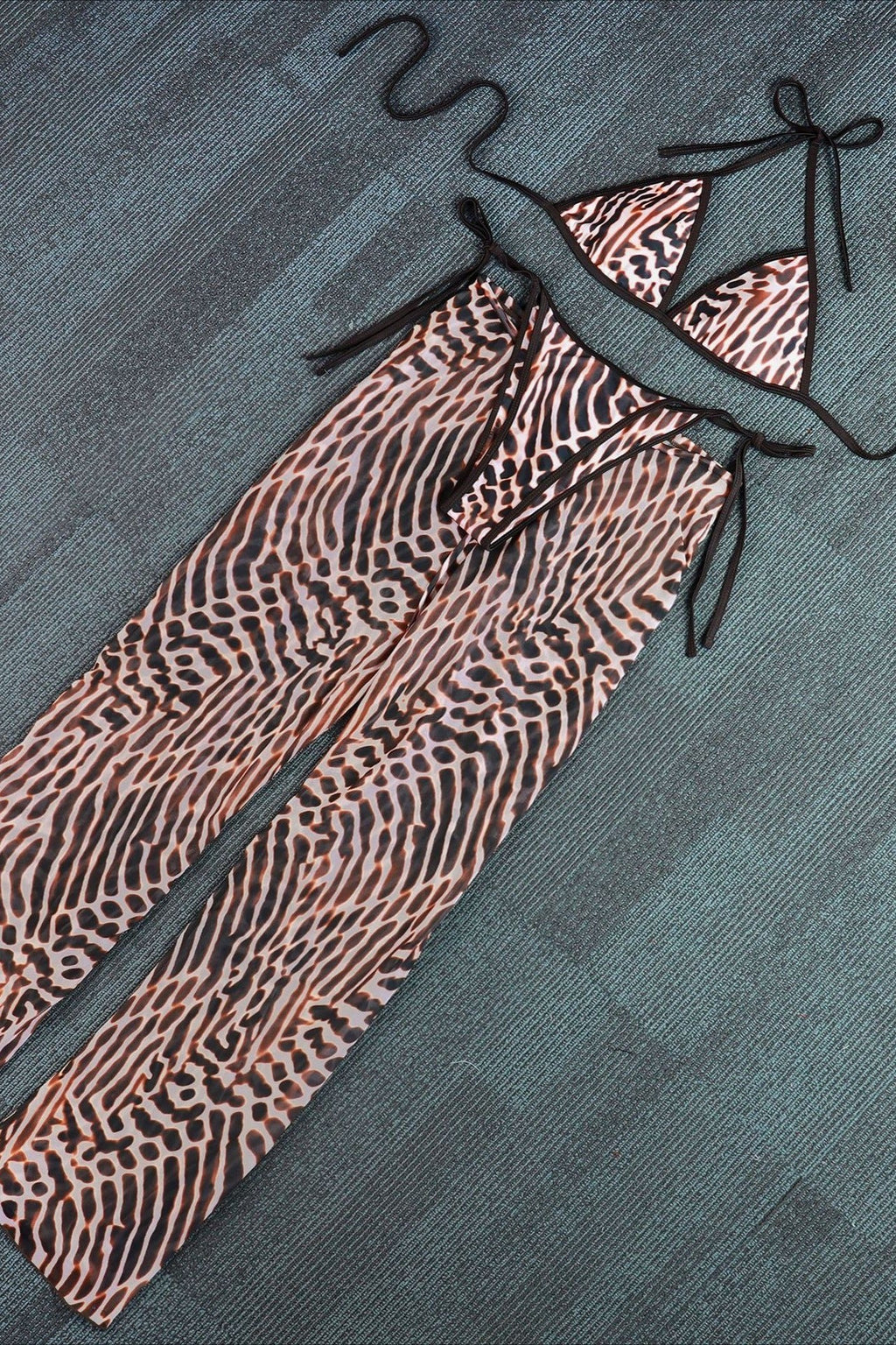 Leopard Mesh Pants Three Piece Swim Set image 4