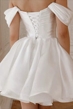 Off Shoulder Back Lace-up Short Fluffy Prom Dress image 3