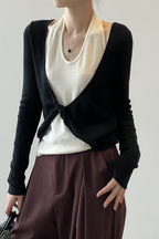 Patchwork Layered Halter Long Sleeve Tee image 14