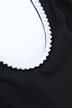 Black Contrast Lace U-Neck Split Backless Party Dress image 6