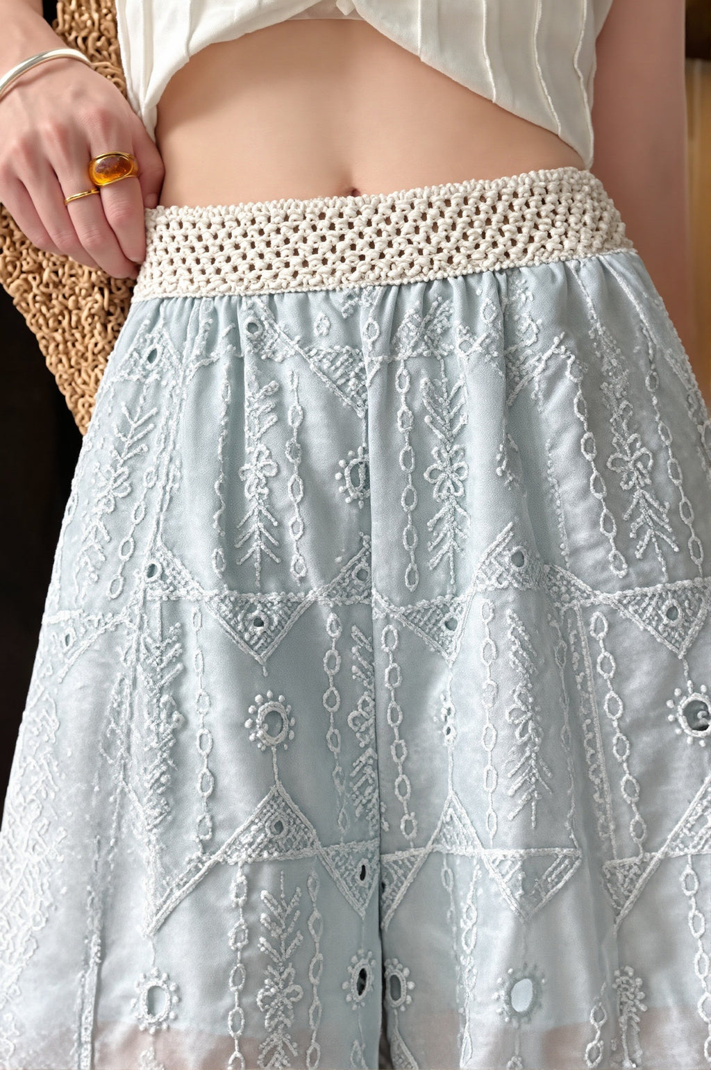 Hollow Out Lace Wide Leg Summer Pants image 6