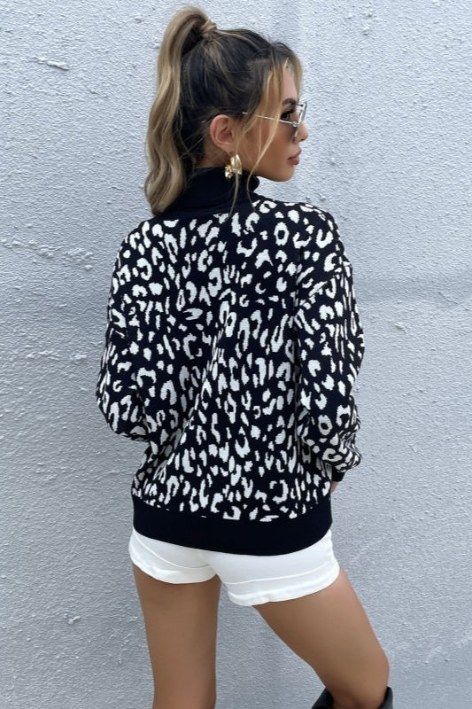 High Neck Jacquard Pullover Sweater image 4