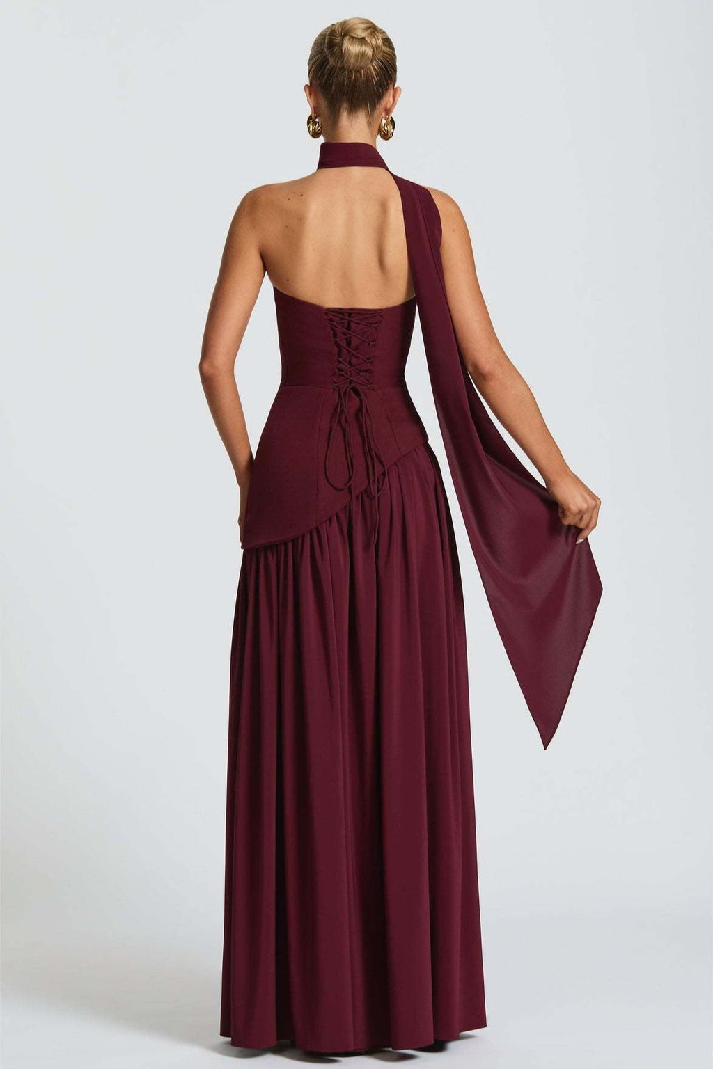 Solid Bustier High Slit Formal Dress image 19