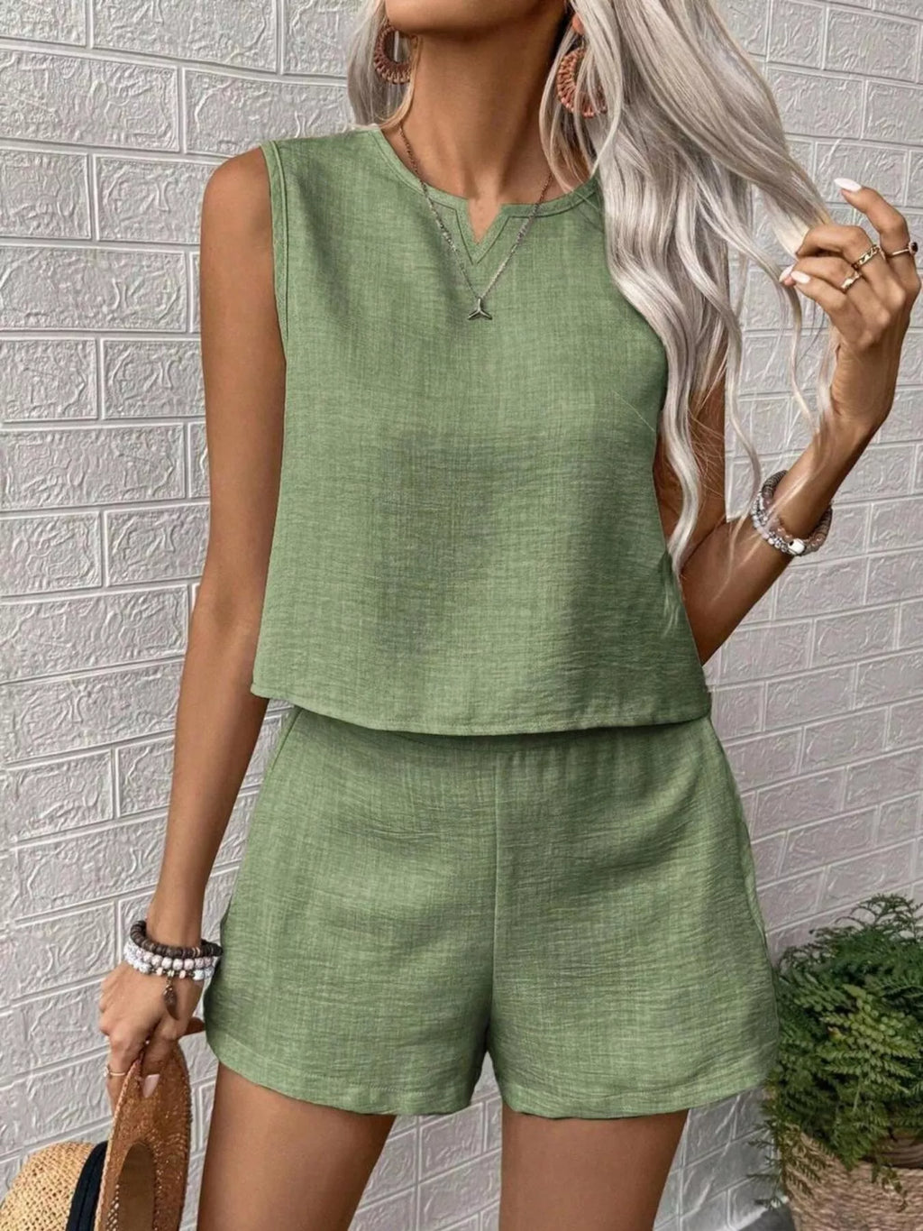 Dulcie Short Set detail view styled for Avrienne