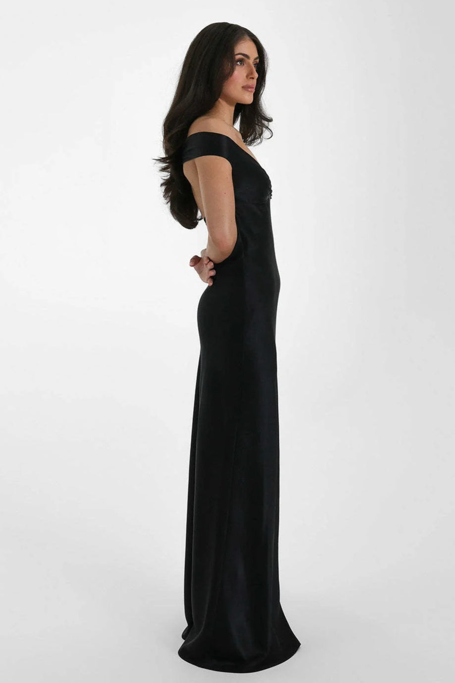 Vintage Satin Mermaid Off Shoulder Maxi Dress image 6