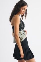 Lace Color Block Satin Backless Cami Top image 5