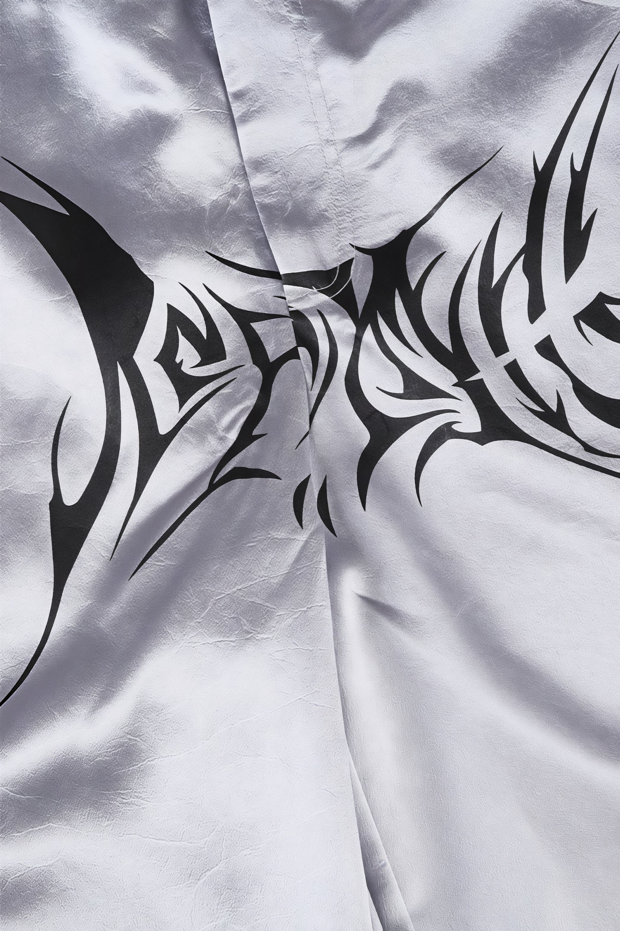 Letter Print Contrast Satin Straight Leg Pants image 3