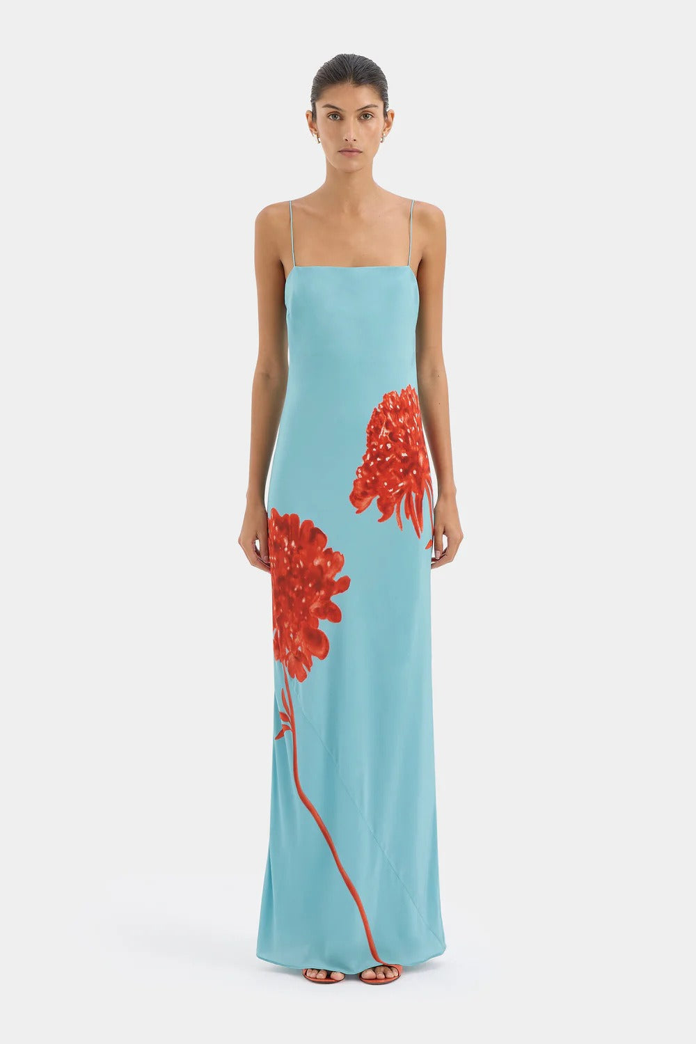 Elegant Floral Cami Tie Waist Bodycon Midi Dress image 6