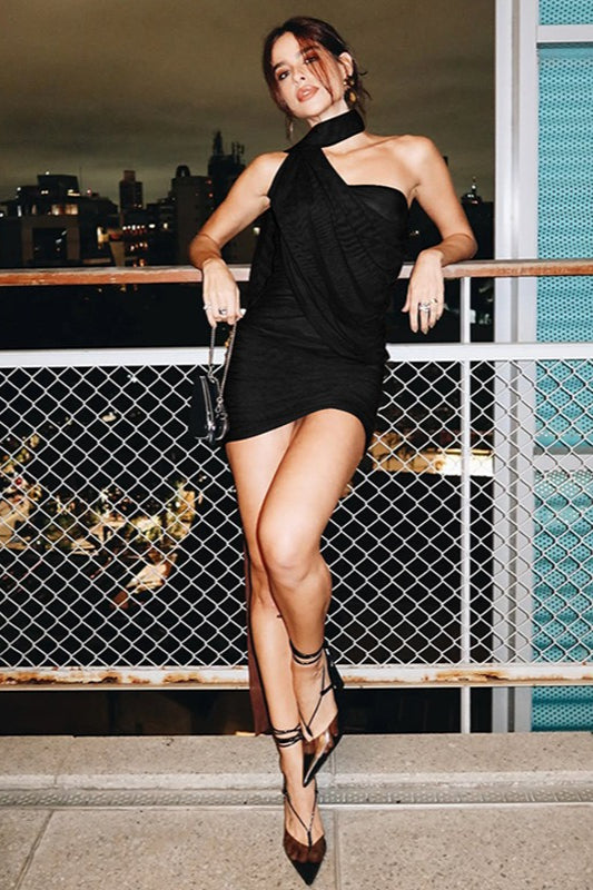 Sheer Tie Neck Bodycon Cocktail Dress image 16