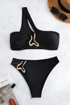 Asymmetrical Metal Shoulder Bikini Set image 3