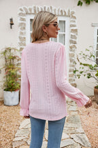 Lisette Eyelet Blouse detail view styled for Avrienne