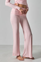 Solid Fitted Foldover Soft Pants image 7