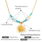 Stainless Steel Natural Stone Pearl Starfish Sun NeckLace image 6