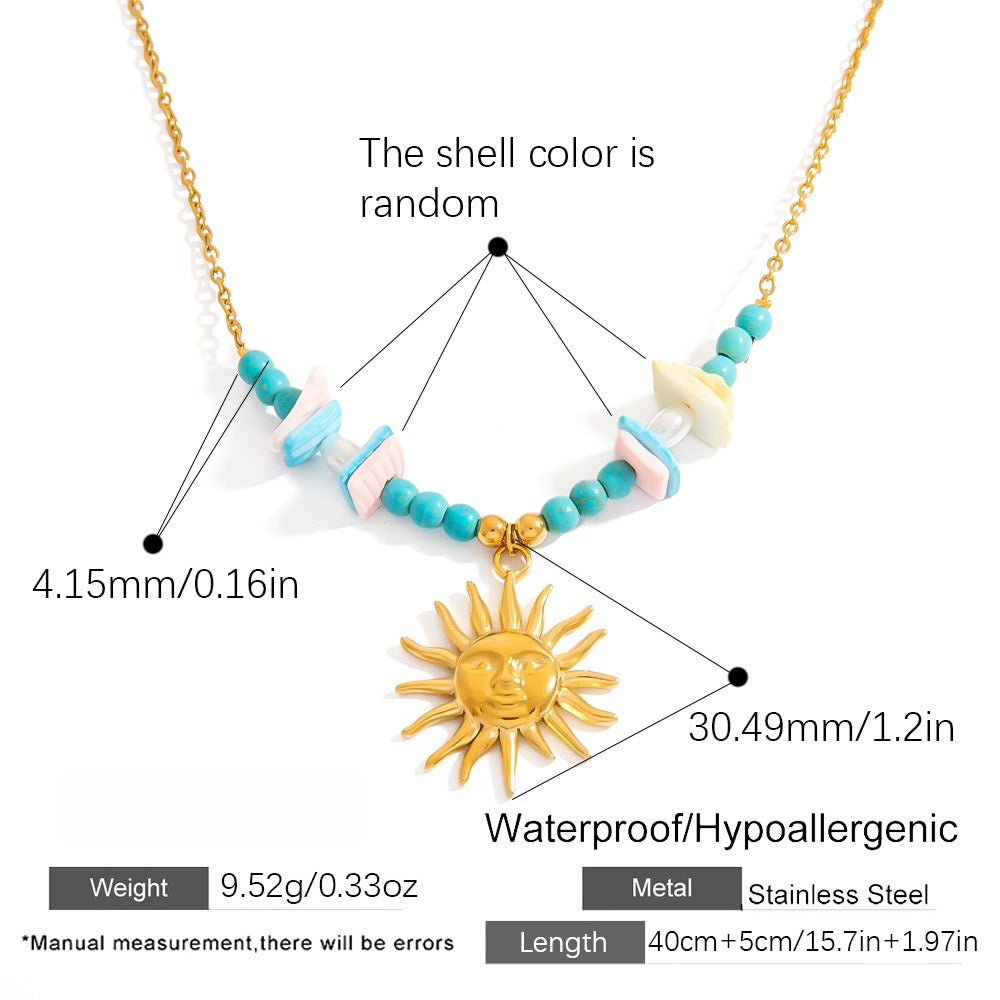 Stainless Steel Natural Stone Pearl Starfish Sun NeckLace image 6