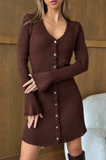 Solid Button Front Knit Sweater Dress image 1