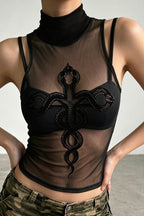 Mesh Snake Print Set Tank Top image 1