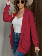 Anya Open Cardigan detail view styled for Avrienne