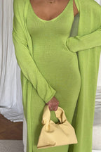Solid V Neck Cotton Knit Bodycon Two Piece Set image 16