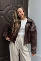 Retro Brown PU Leather Jacket image 1
