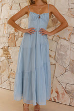Spaghetti Strap Open Back Flared  Maxi  Vacation Dress image 4