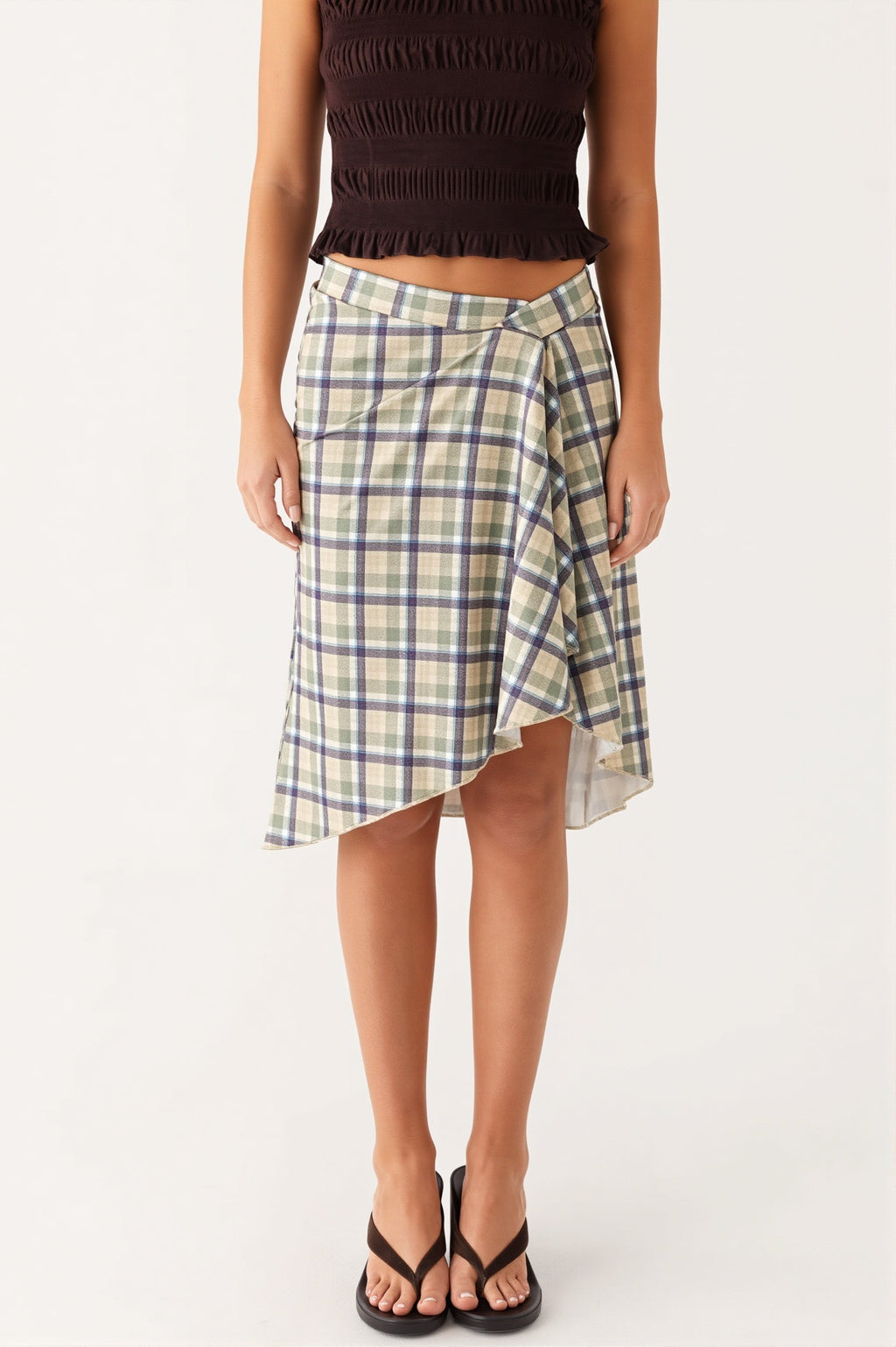 Elegant Striped Irregular Midi Skirt image 13