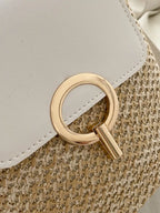 Naomi Straw Crossbody detail view styled for Avrienne