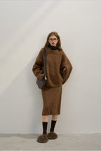 Loose Fit Crew Neck Wool Blend Knit Sweater image 8