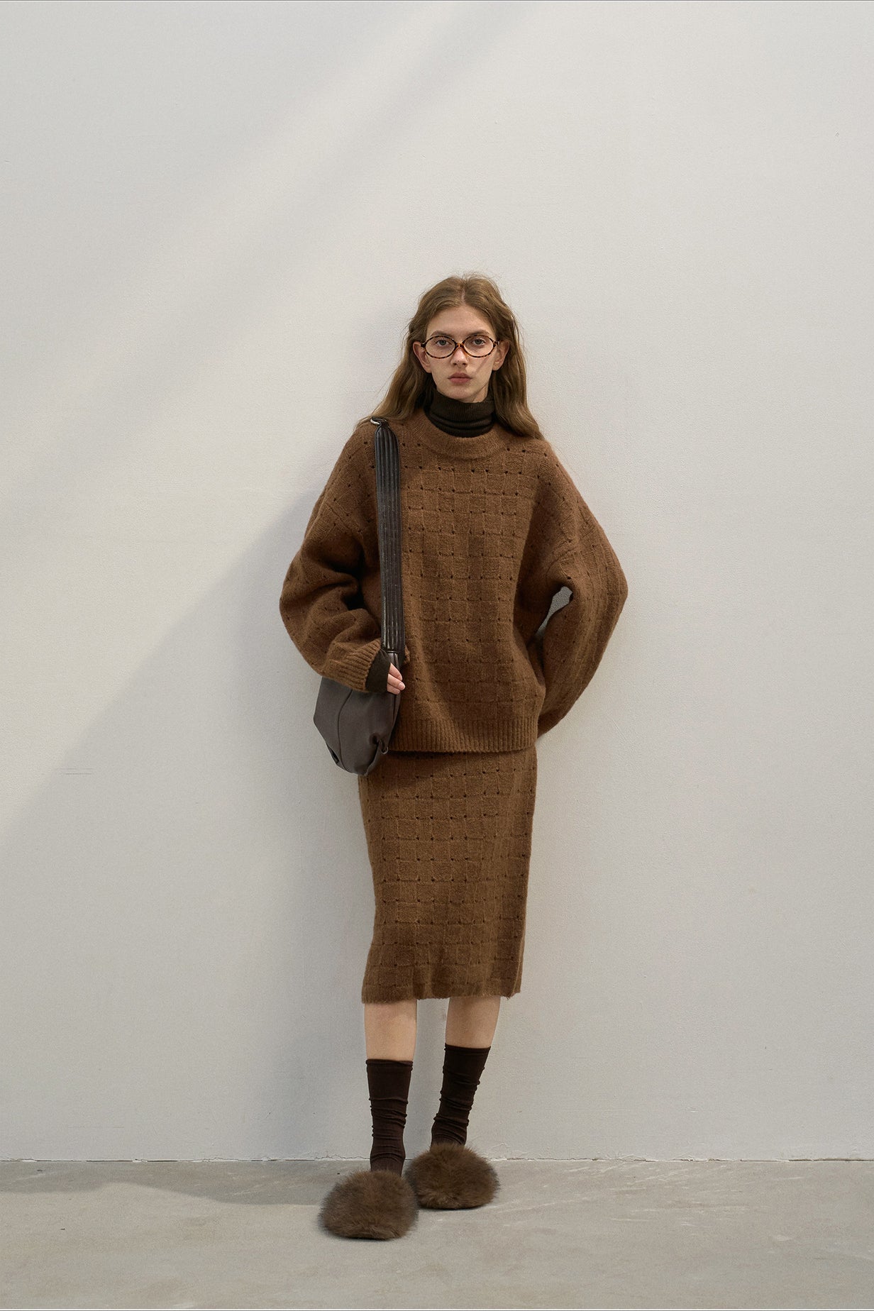 Loose Fit Crew Neck Wool Blend Knit Sweater image 8