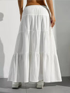 Capri Tiered Maxi Skirt detail view styled for Avrienne
