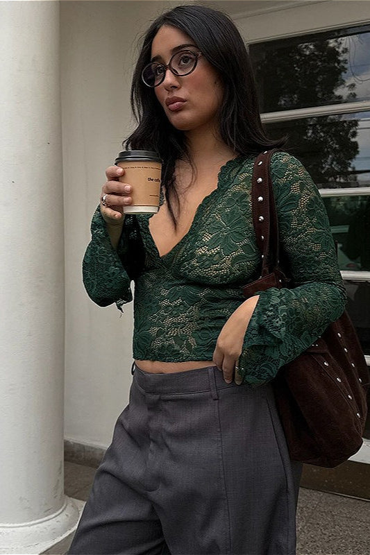 Vintage Sheer Lace Long Sleeve Blouse image 7