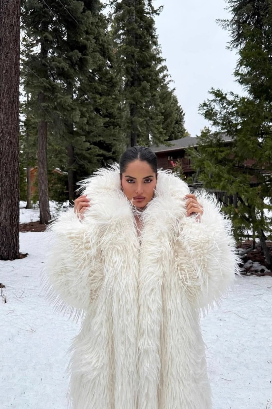 Faux Fur Extended Thick Warm Overcoat image 2