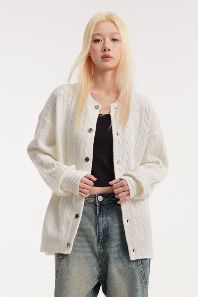 Relaxed Fit Cable Cardigan image 8