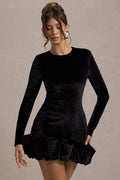 Velvet Pleated Hem Long Sleeve Party Dress image 6
