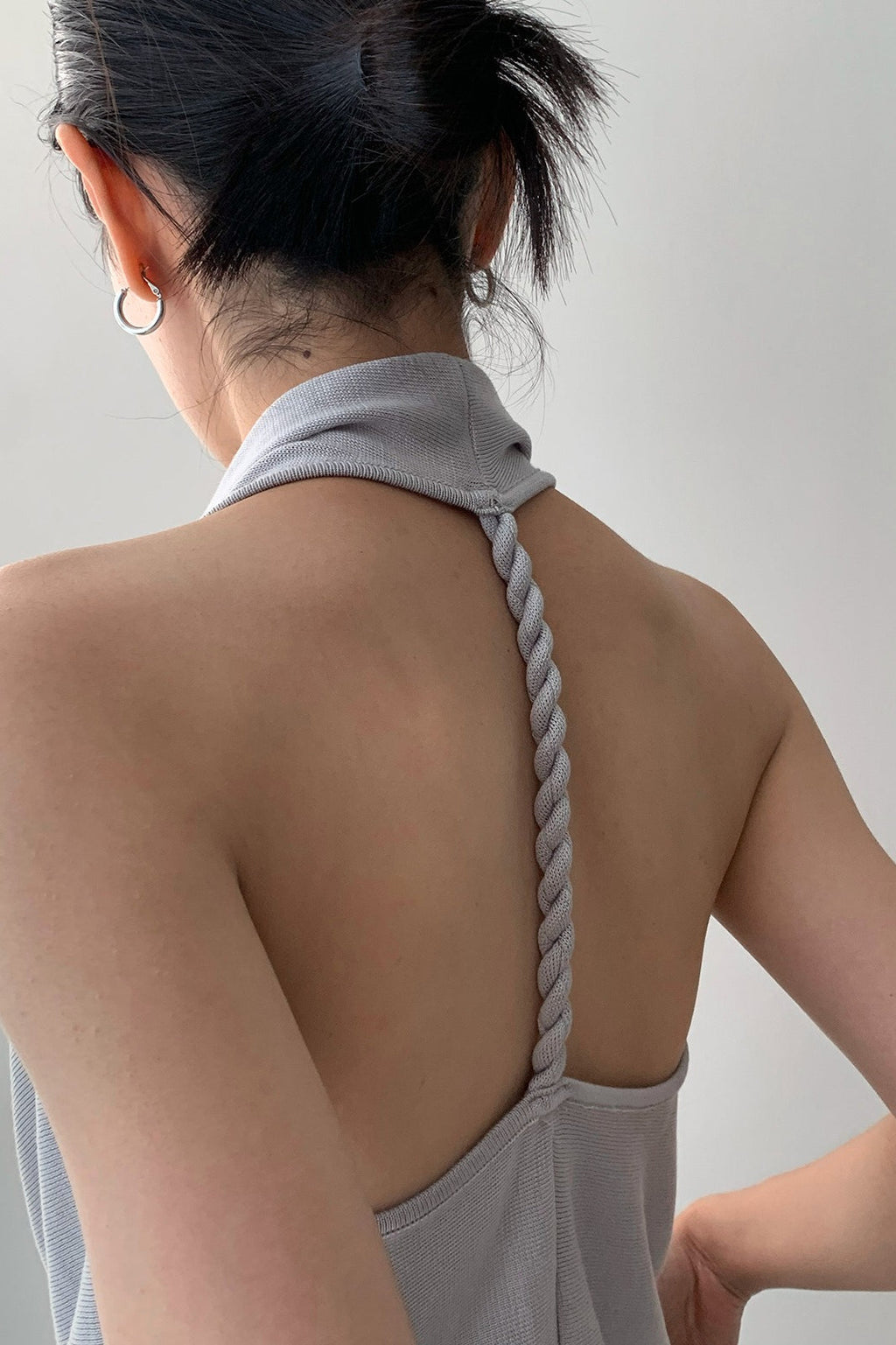 Elegant Solid Draped Neck Halter Top image 8