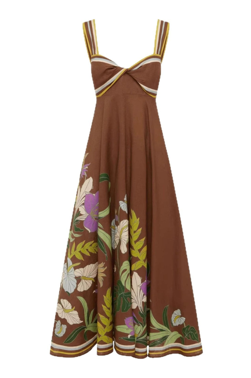 Floral Stripe Long Casual Boho Dress image 5