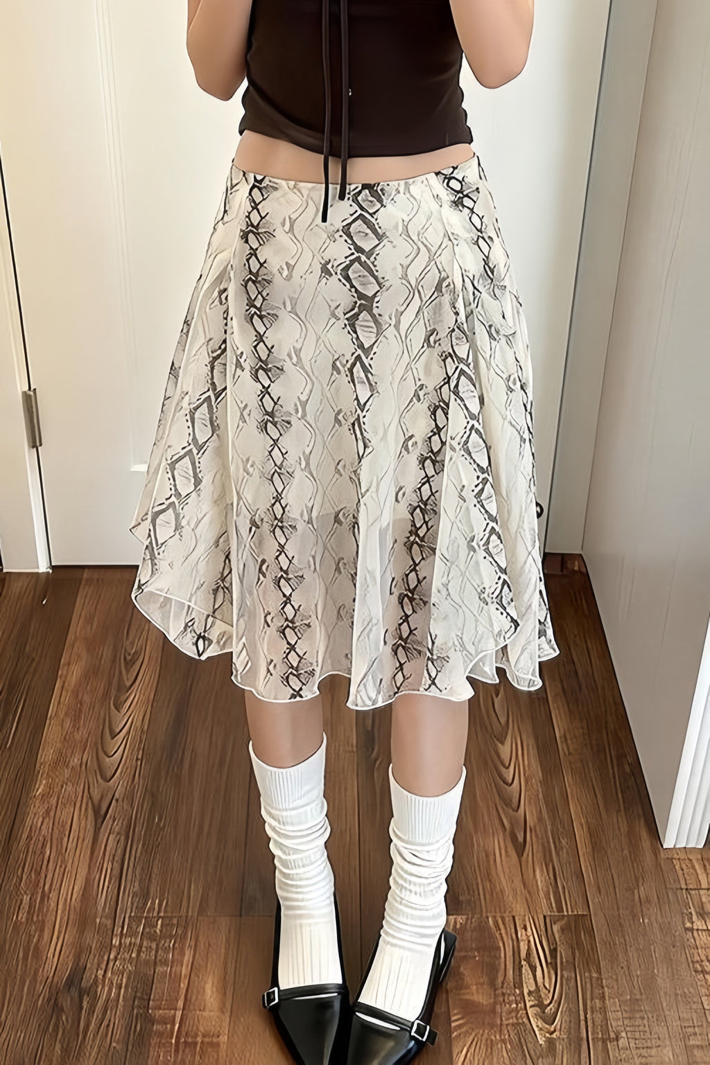 Snake Print Irregular A Line Skirt image 1
