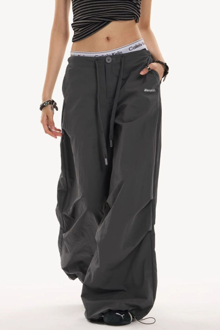 Y2K Retro Grey Military Cargo Pant image 3
