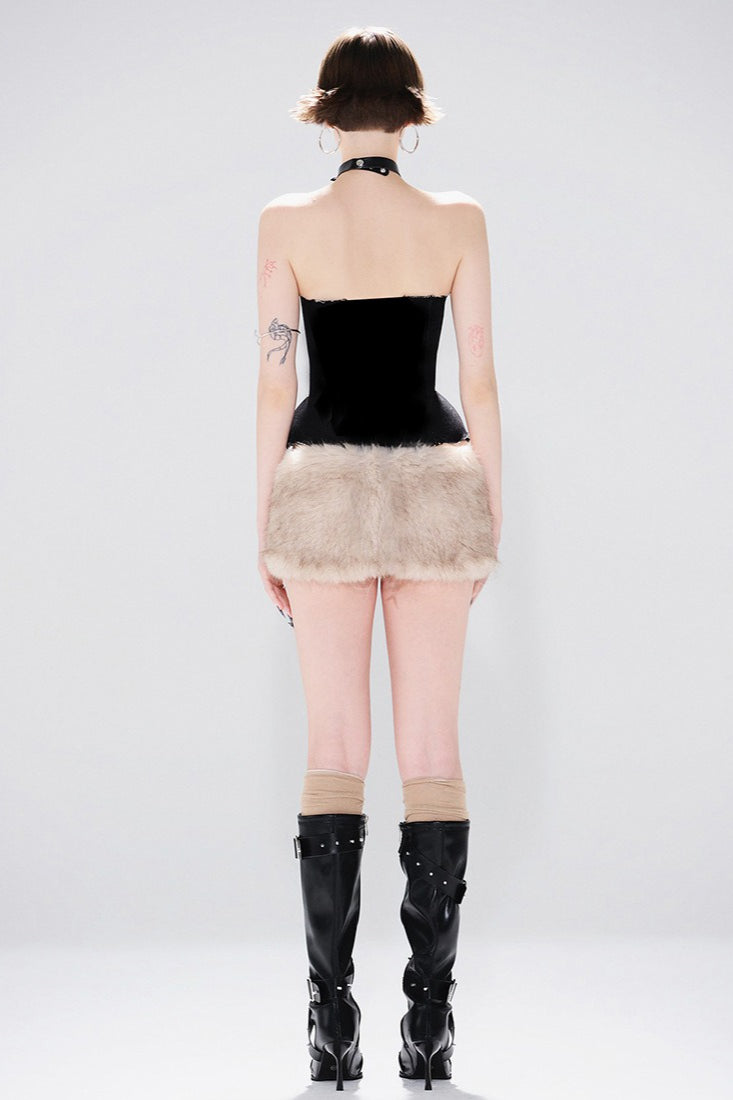 Solid Color Backless Tube Fleece Two Piece Set image 5