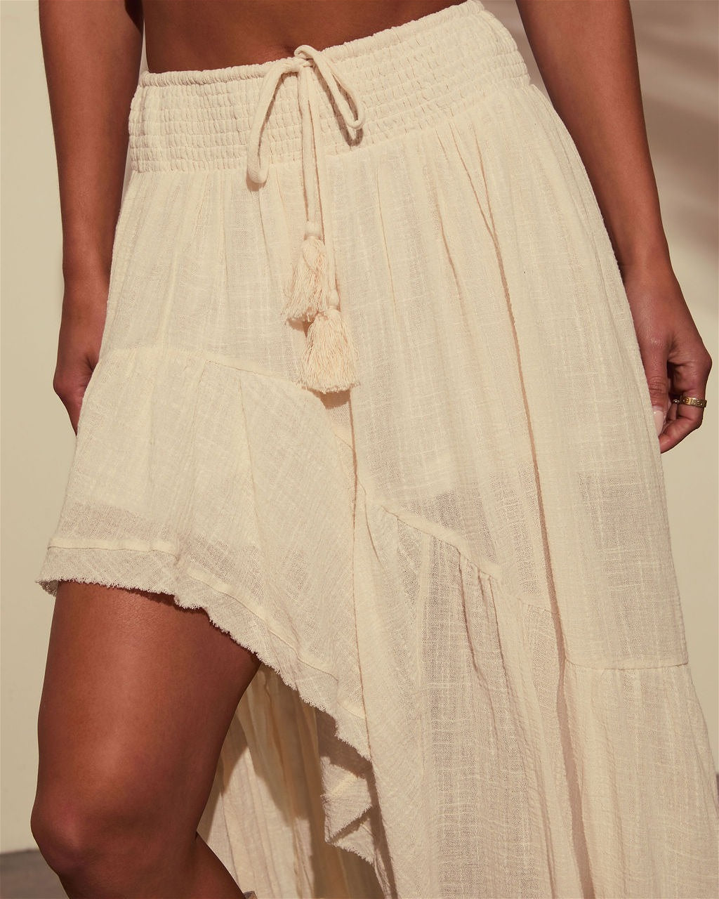 Elastic Waist Asymmetric Casual Skirt image 3