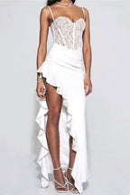 Lace Ruffle Hem Bodycon Cocktail Dress image 1