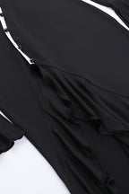 Diamond Collar Contrast Trim Ruffle Sleeve Midi Party Dress image 8