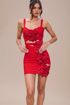 Red Cutout Floral Bandage Party Dress image 2