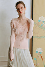 Feather Lace Detail Knit Top image 8
