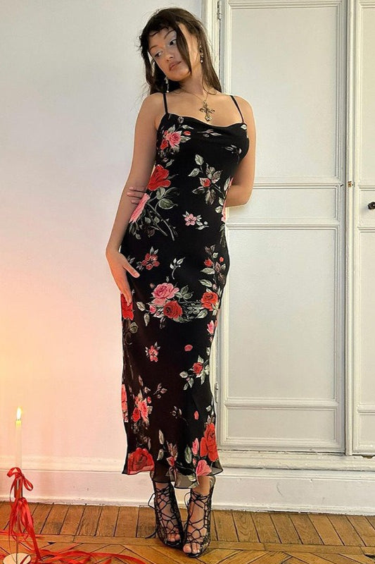 Vintage Floral Bodycon Cami Maxi Dress image 2