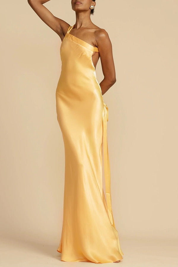 Satin One Shoulder Bodycon Formal Dress image 6